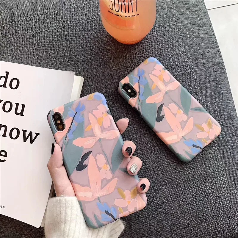 Ретро арт Картина маслом цветок чехол для телефона iphone 6 6s 7 8plus XS MAX XR X модные