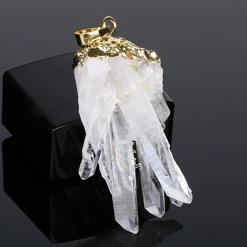 1 шт. позолоченный необработанный Кристалл аура кулон для женщин нерегулярный