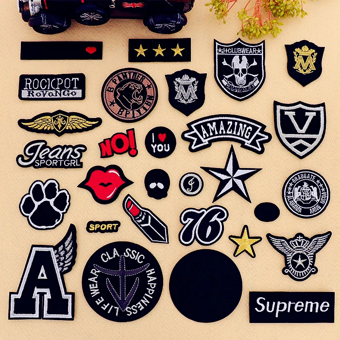 Нашивка на одежду, нашивку для одежды, пуховик, джинсы, украшение, отверстие для ремонта, ткань, вышитая эмблема черного цвета