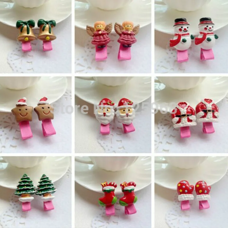 

Free Shipping 2018 New 20Pairs/lot Cute XMAS Gifts&Angel Hair Clip Baby/Kids/Girls Hairclips Children Accessories