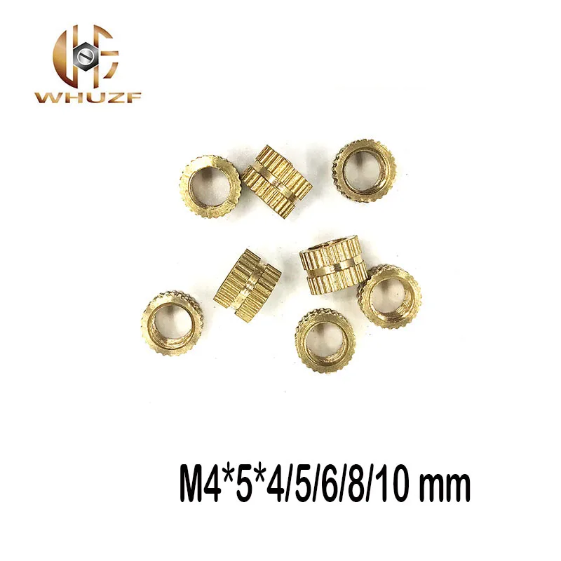 

50pcs M4*5*4/5/6/8/10 mm OD 5mm Copper Inserts Brass Double Pass Knurl Nut Embedded Fastener