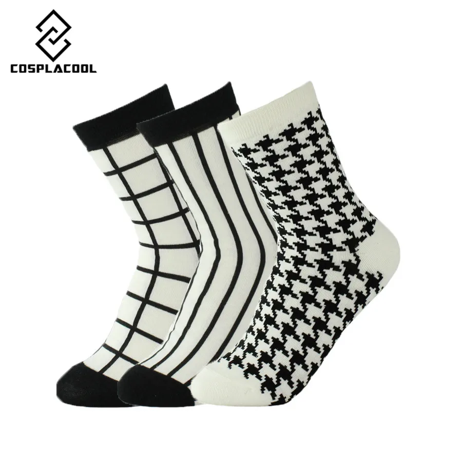 [COSPLACOOL] 3 парт/Лот Новые модные белые и черные женские носки новинка полосатые