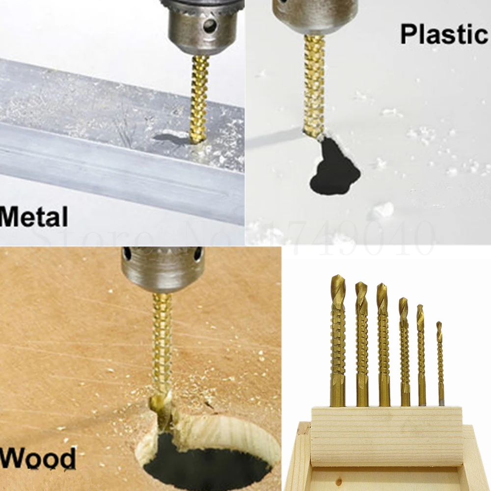 6 шт. HSS титановая сверла с покрытием набор 3 мм до 8 Деревообработка Дерево Металл