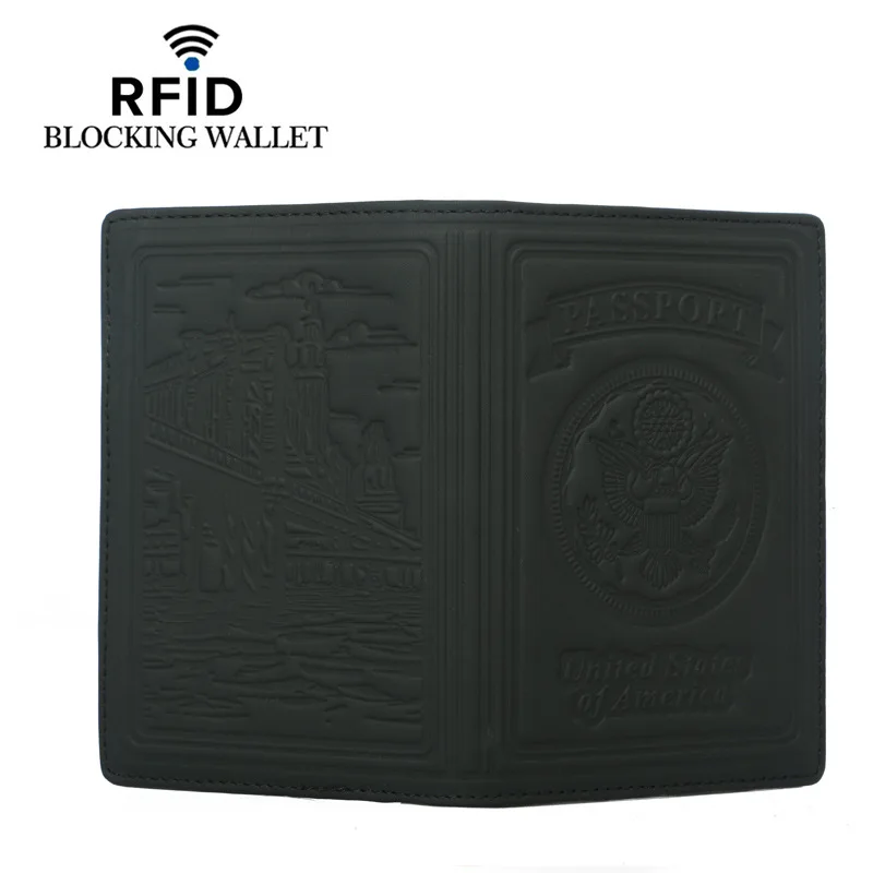 Rfid дорожный Держатель для паспорта мужские многофункциональные бизнес-обложки для паспорта модная Натуральная кожа США Обложка для паспорта