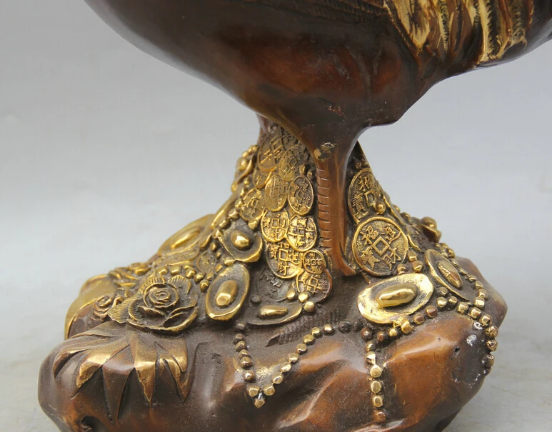 18 &quotКитайский Фэншуй Бронзовая Золотая сумка для денег петух богатый Зодиак Год