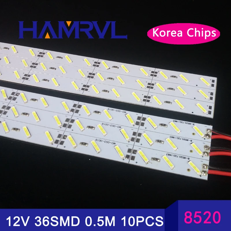10 шт./лот светодиодный s 0,5 м светодиодный бар светильник smd 5050 5630 7020 8520 4014 12V светодиодный жесткой полосы белый теплый холодный RGB под кухонный шкаф