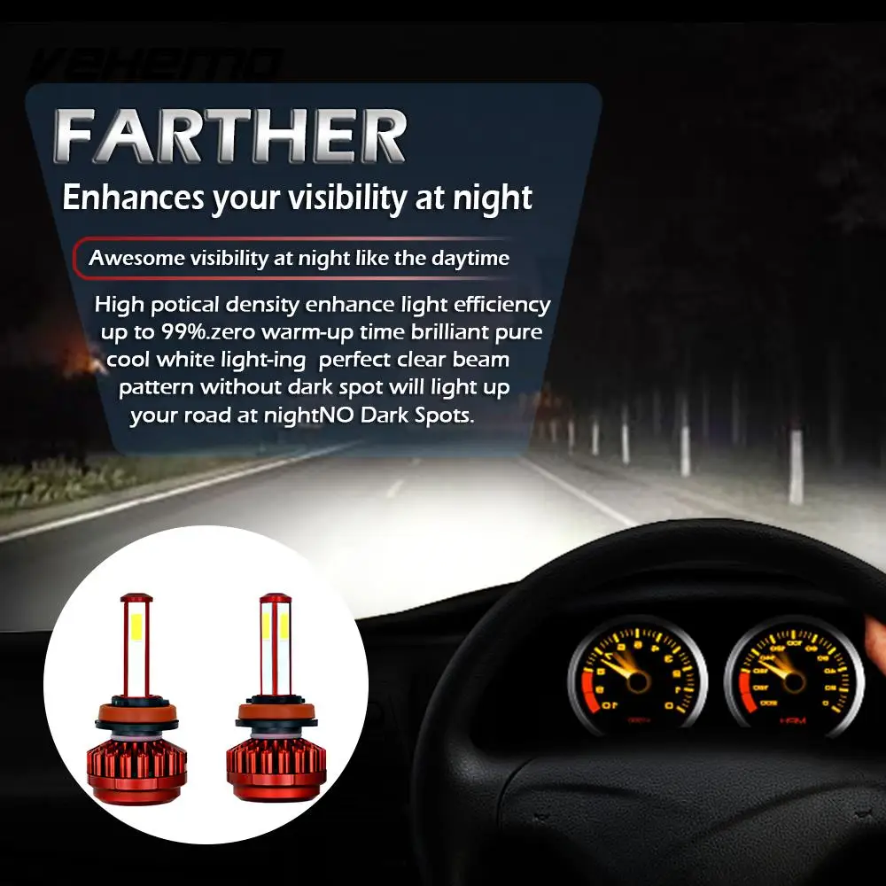 H8/H9/H11 for Lighting Assembly LED Headlight Car Styling Fog Light Bulbs Safety Replacement Front Lamp Super Bright | Автомобили и