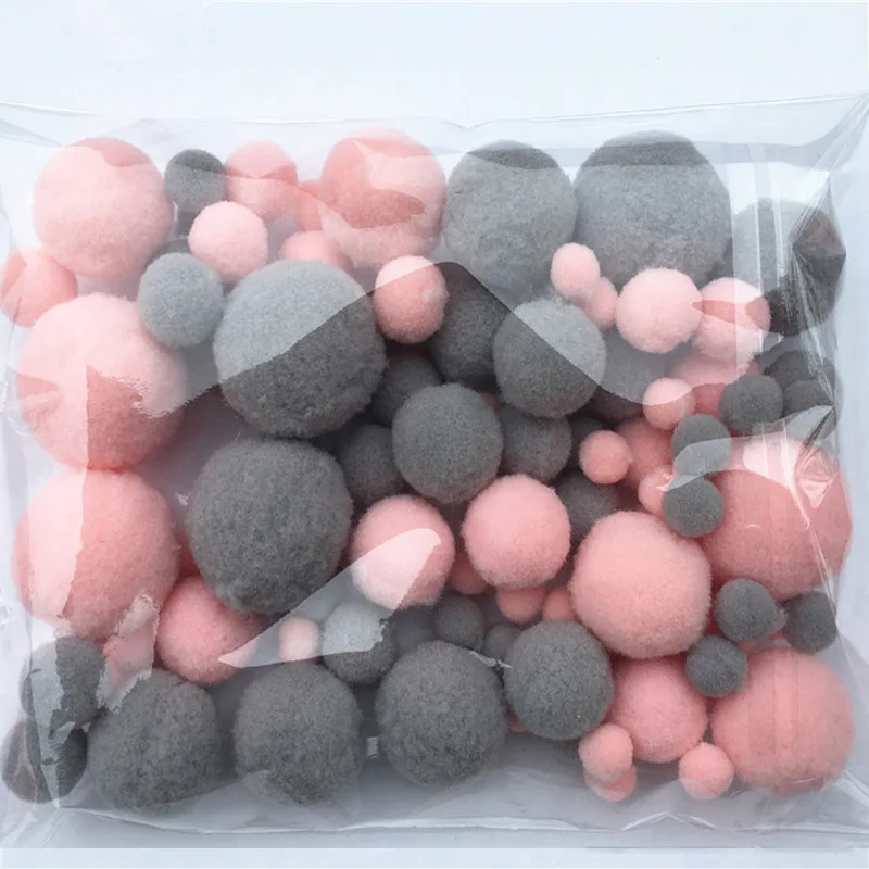 12 pink gray mix 8-30 мм Разноцветные помпоны, мини пушистые мягкие помпоны, пушистые плюшевые помпоны, детские игрушки ручной работы, Свадебный декор, товары для рукоделия - Цвет: 12 pink gray mix