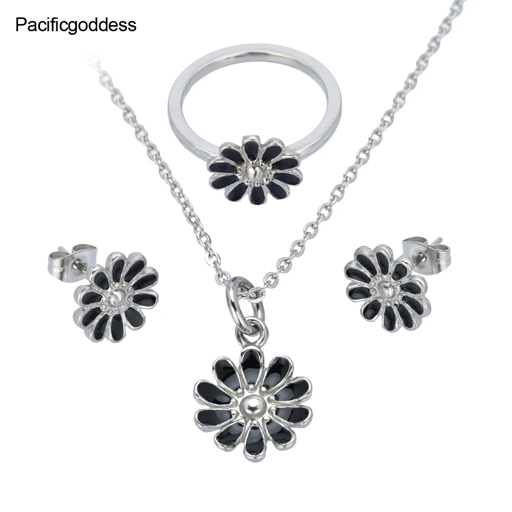 

Earrings Necklace And Rings Set Stainless Steel Jewelry