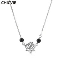 chicvie jewelry yoga lotus flower necklace buddhism necklace display llava stone diffuser jewellery pendant necklaces sne180022