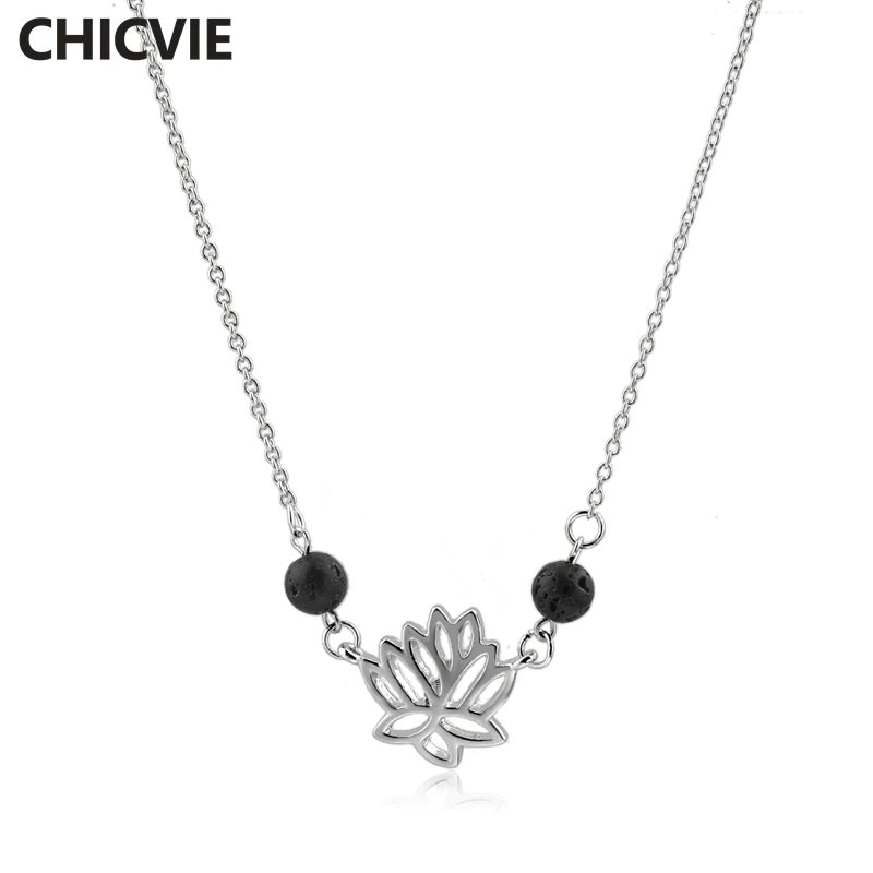 CHICVIE ювелирные изделия Йога Лотос цветок ожерелье буддизм дисплей Llava камень