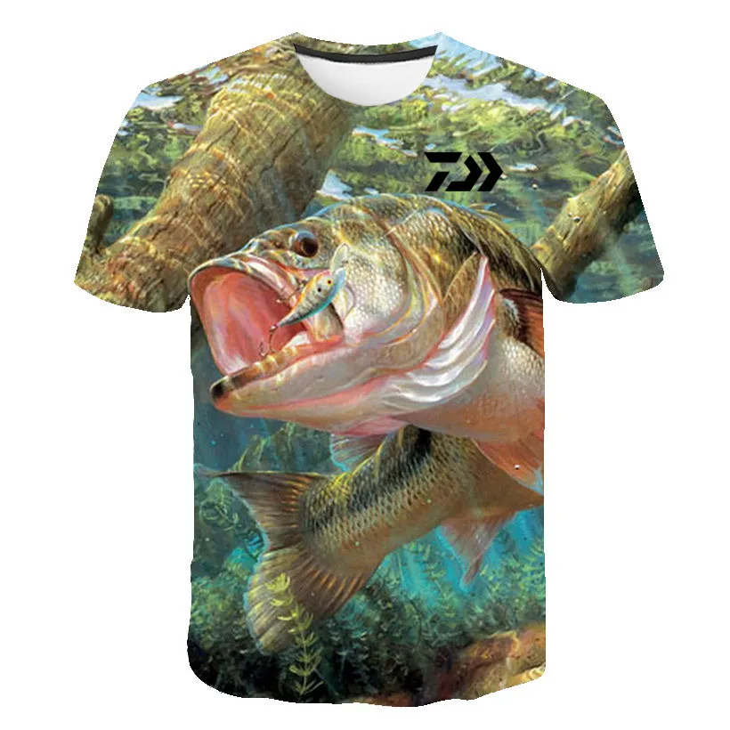 Летняя мужская футболка DAIWA с коротким рукавом, одежда для рыбалки, Спортивная дышащая одежда для рыбалки, Мужская Пляжная футболка с принтом, Топ - Цвет: 3
