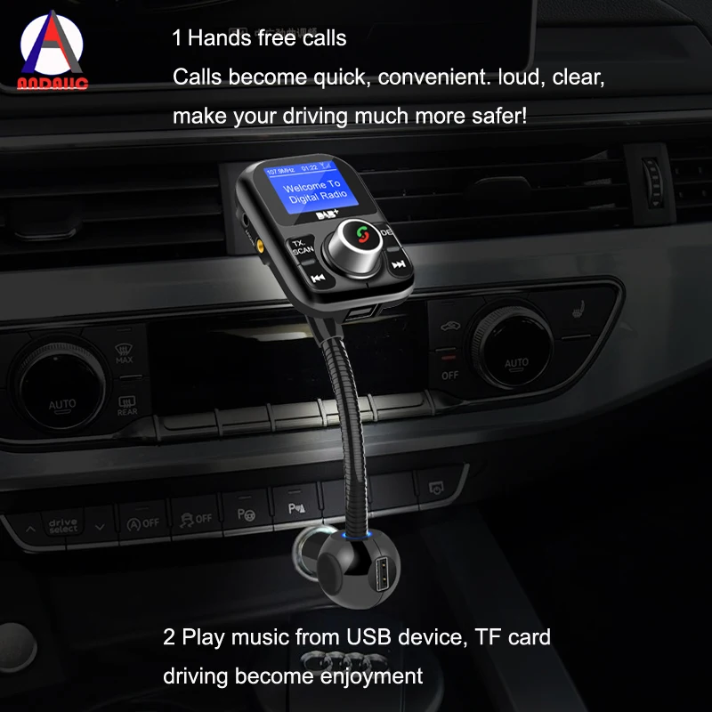 DAB радио приемник dab+ адаптер авто fm конвертер USB antena coche handsfree blutooth