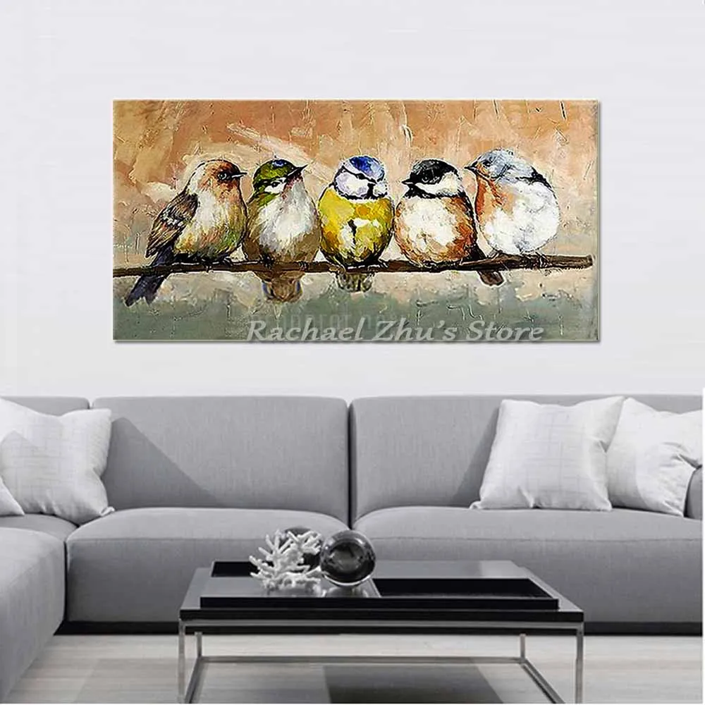 

Hand Painted Abstract Animal Brids Oil Painting On Canvas Abstract Birds Wall Pictures Living Room Bedroom Home Wall Art Decor