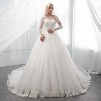new arrival a line wedding dress custom made long sleeves lace applique beaded plus size wedding dress
