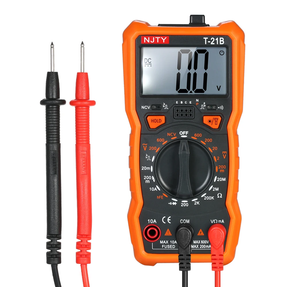 

Mini Digital Multimeter NJTY 1999 Counts Multi-functional Non Contact Voltmeter Ammeter Resistance Test hFE NCV Tester