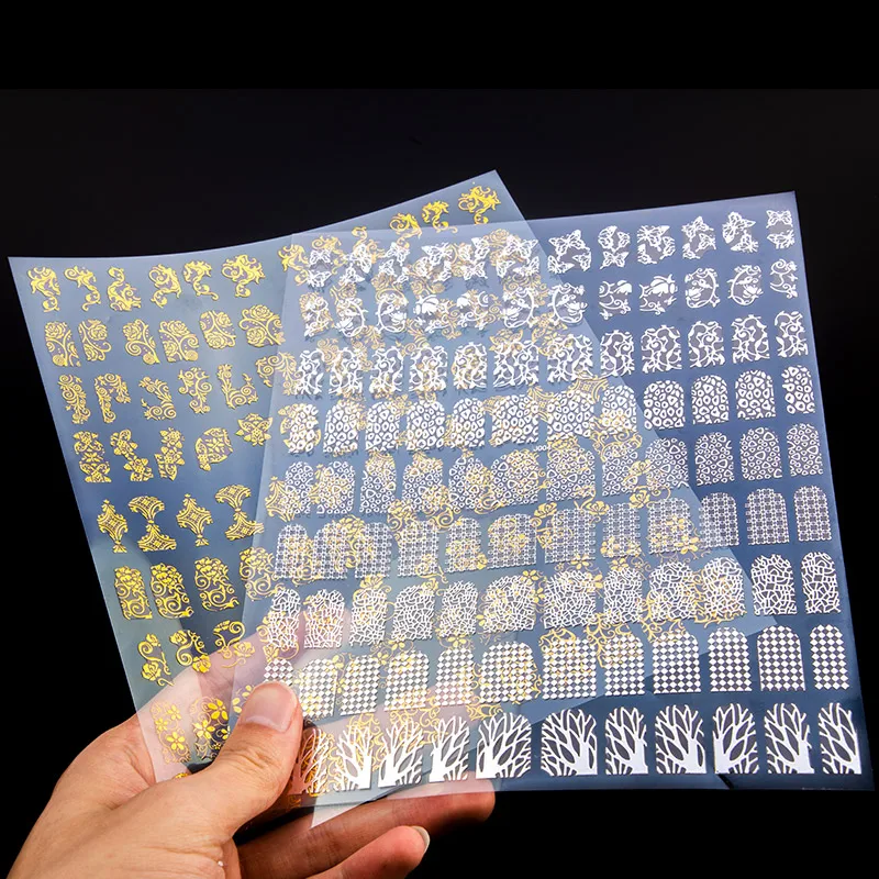 108 шт./простыни золото стикеры 3D на ногти Nail Art Переводные картинки металлические