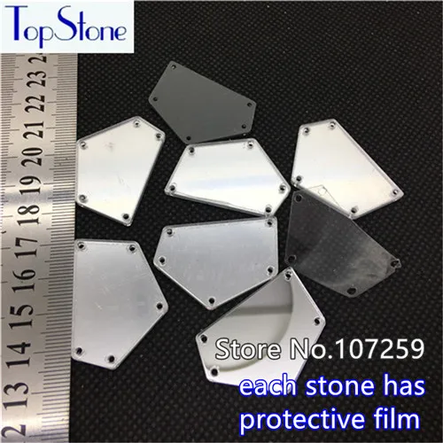 TopStone 30 форм акриловые прозрачные зеркала Пришивные с плоской задней частью Стразы с отверстиями для шитья одежды - Цвет: 05N 26x35mm