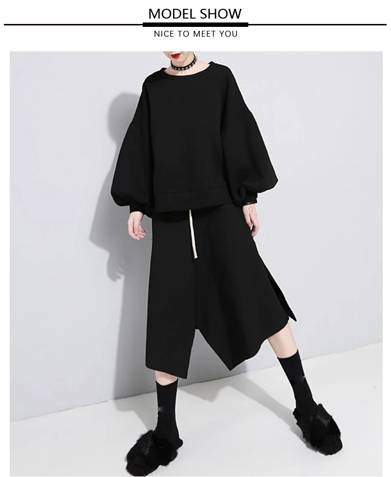 TWPTWINSTYLE пояс лук Толстовка для женщин латерн рукав круглый воротник короткий пуловер Топы Осень Зима Женская свободная модная одежда