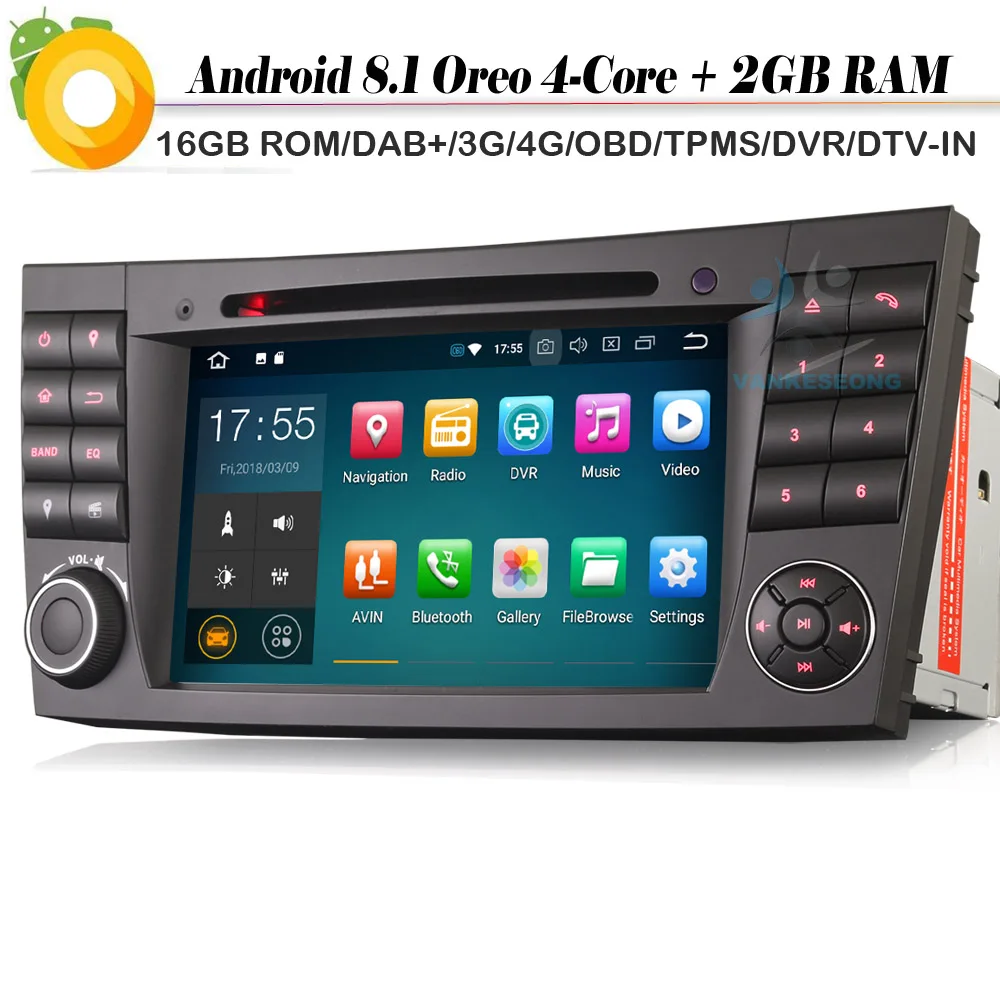Четырехъядерный Android 8 1 Авто Радио Стерео DAB + GPS Sat Nav OBD Bluetooth для Mercedes Benz CLS/E/G Klasse E200
