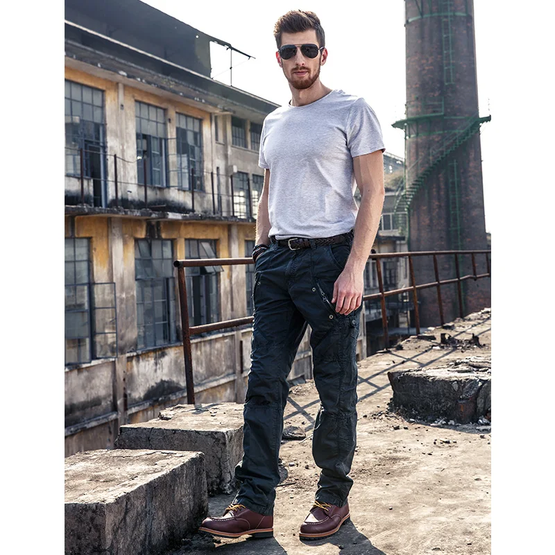 Men's Fashion Army Style Pants Multi-Pocket Cargo Solid Color Men Military Overalls Long Trousers Plus High Quality F39 | Мужская