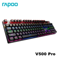rapoo v500 alloy version mechanical gaming keyboard teclado with usb powered for game computer desktop laptop blackbrownblue