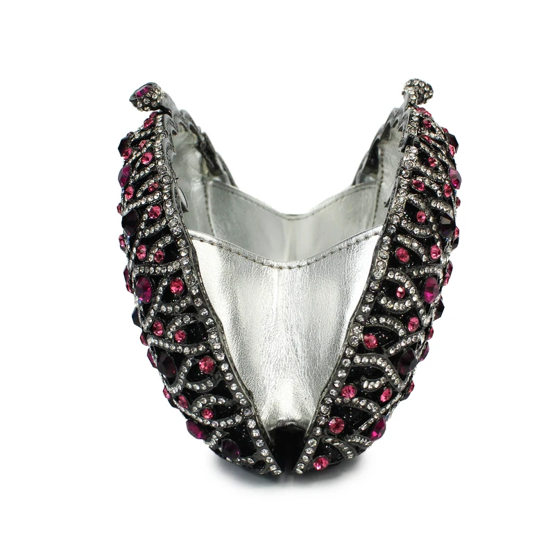 Фиолетовая Женская вечерняя сумка с кристаллами и камнями вырезами для