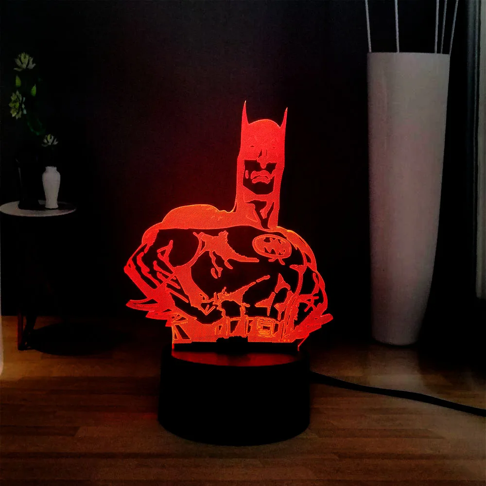 Amroe новинка 2019 3D мультфильм 7 цветов серия Marvel фигурка героя Бэтмена светодиодная