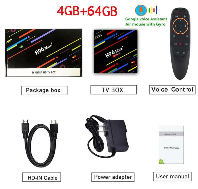 4G 64G Voice Control ТВ-бокс H96 MAX Plus Android 9,0 Smart set top Box RK3328 4 ГБ 32 ГБ 64 Гб 5 г Wifi 4 K H.265 медиаплеер H96 Pro H2 PK X96 MAX - Цвет: 4G 64G Voice Control