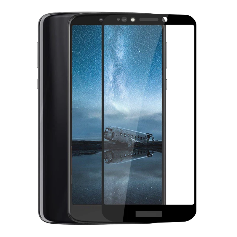 Полное стекло для Motorola E5 закаленное полное покрытие Plus защита экрана Передняя