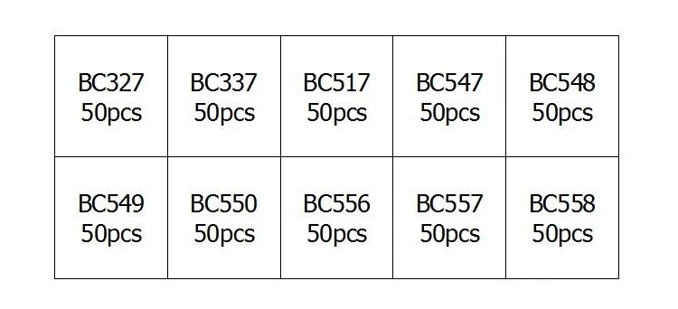 10 значений 500 шт. BC327 BC558 BC337 BC549 BC550 BC517 BC556 BC547 BC557 BC548 NPN фотоэлемент коробка