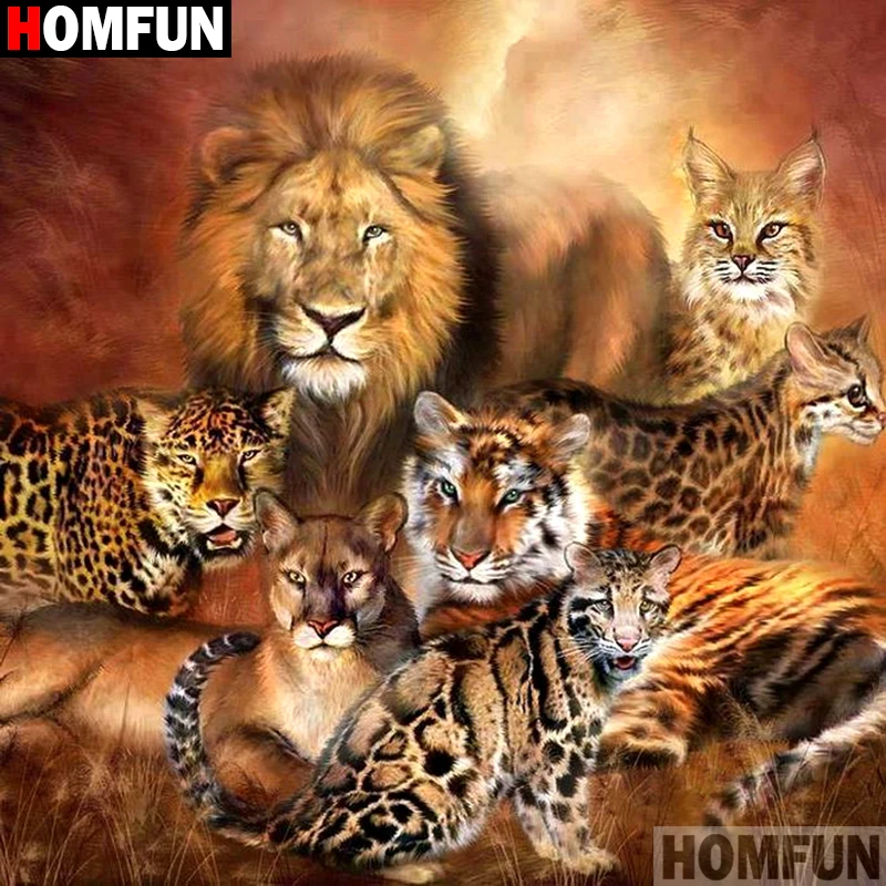 

Homfun Full Square/Round Drill 5D DIY Diamond Painting "Animal lion tiger" 3D Embroidery Cross Stitch Home Decor Gift A10870