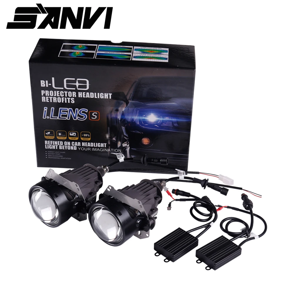 SANVI 2 шт. HD светодио дный Bi светодиодный проектор объектив фар с Вт балластом 35 К 5500