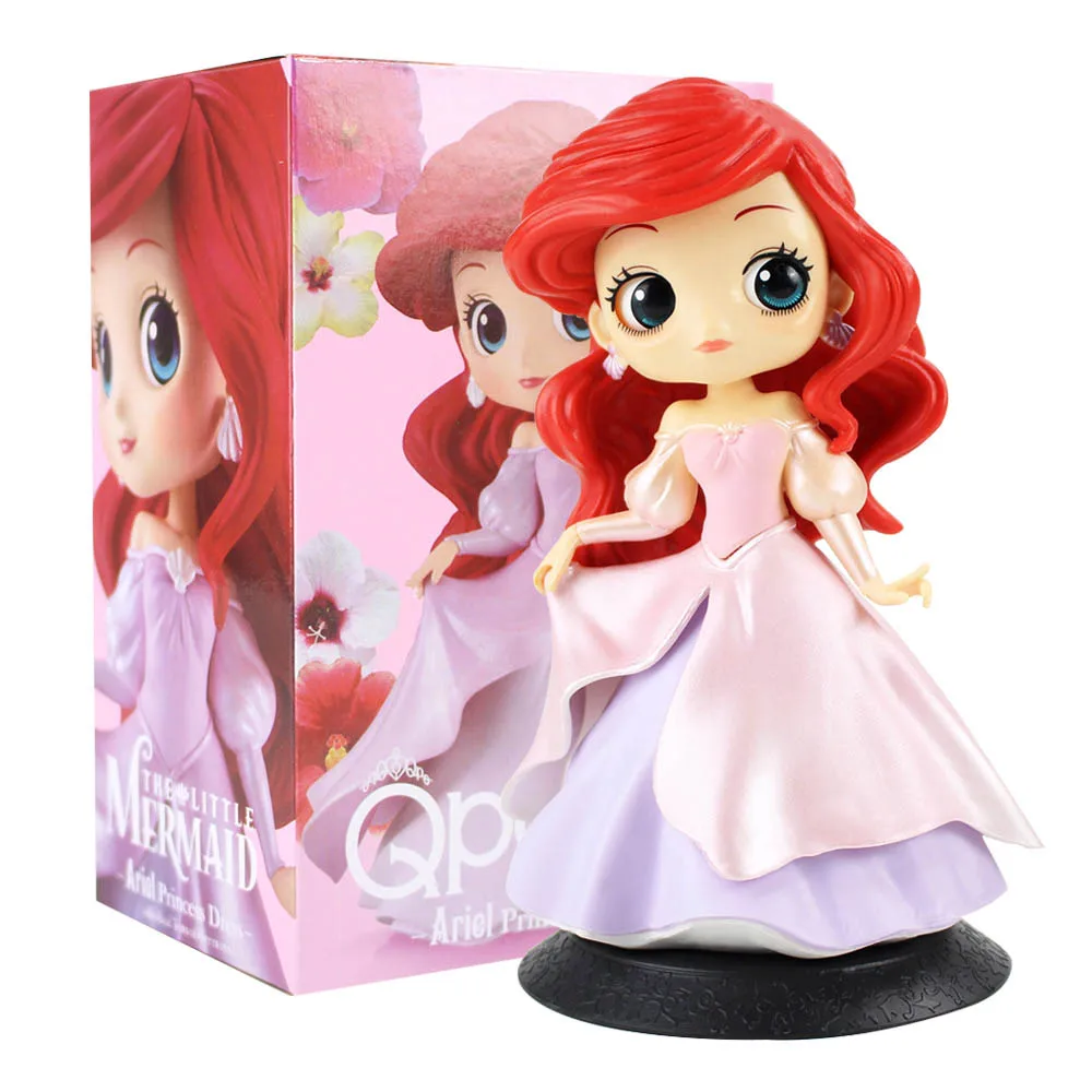 Ariel A with box Q Posket Princess Figures Mermaid Ariel Rapunzel Belle QPosket Characters Collectible Modle Dolls Kids Girls Toys Gifts - Цвет: Ariel A with box