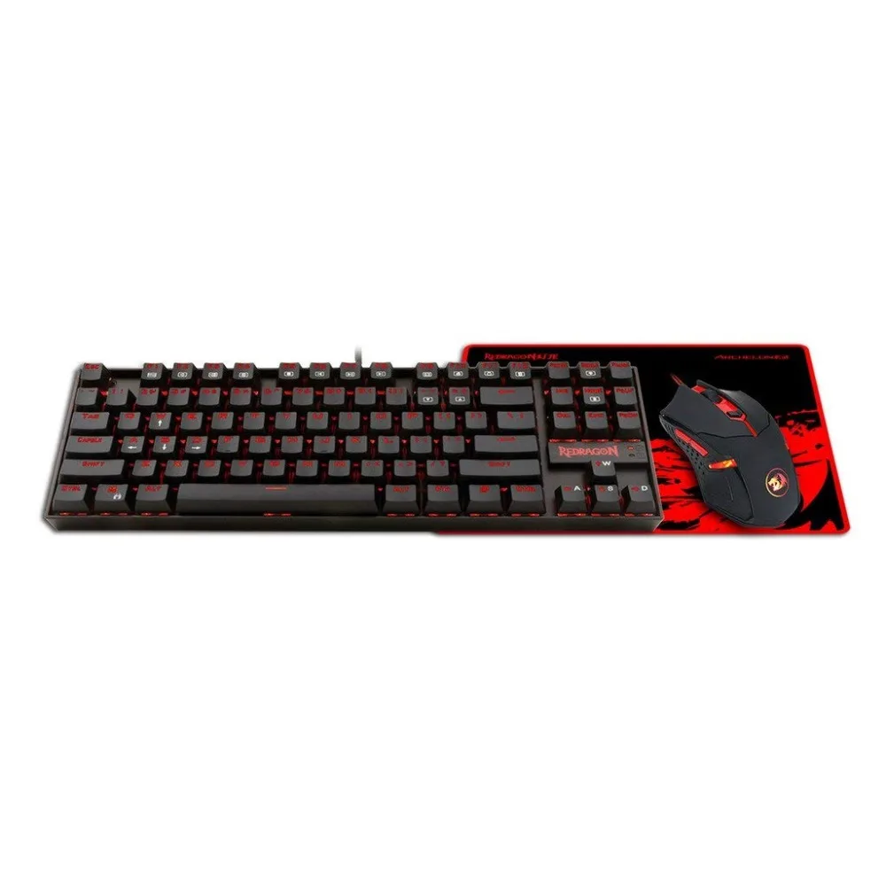 Redragon игровая клавиатура Мышь и коврик комбо синий переключатель красная