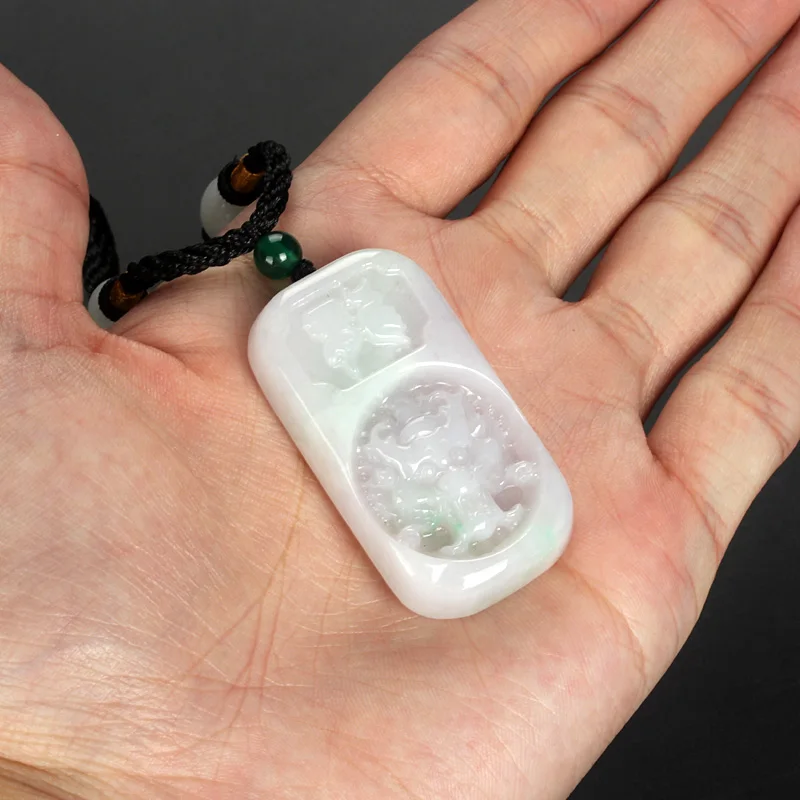 Природные фиолетовый Jade Кулон Зодиака кран официальной анти злодей зло лаки|pendant