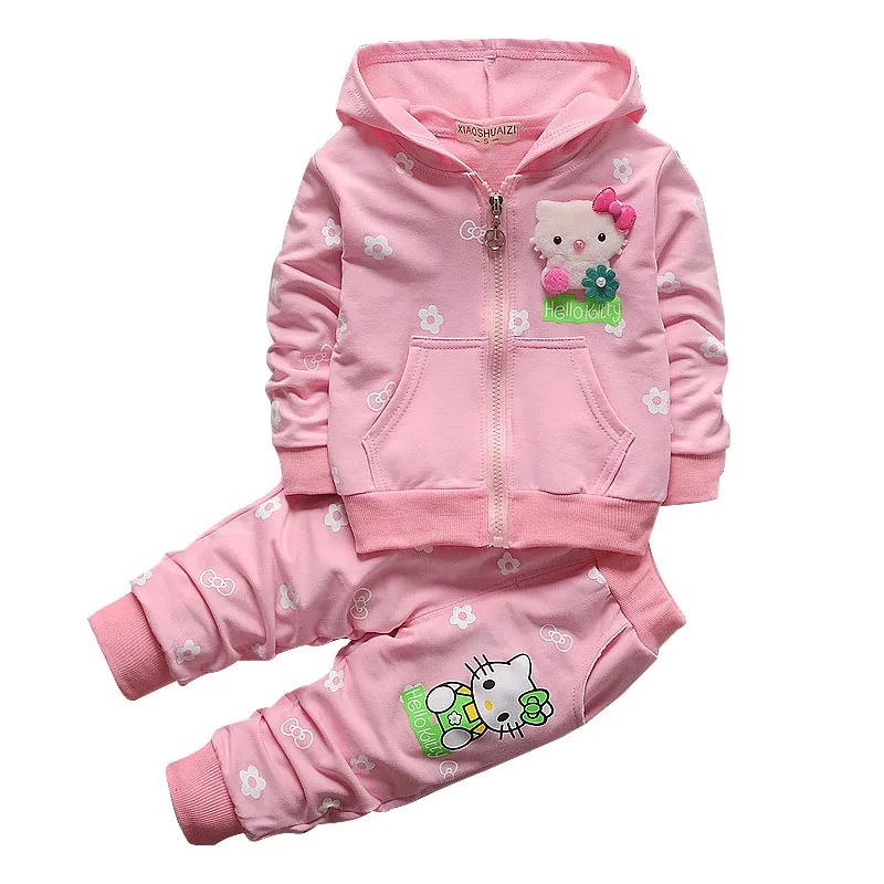 Весна Осень 2020 комплект одежды для маленьких девочек с рисунком Hello Kitty