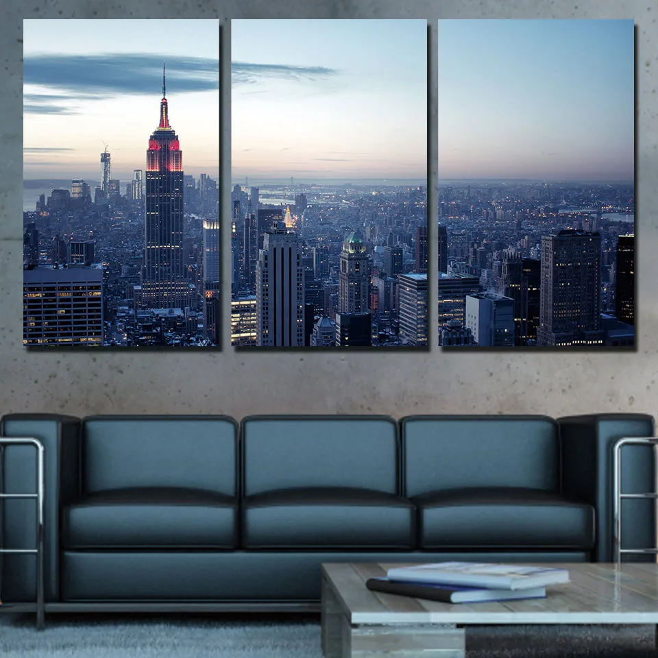 3 Panels Canvas Art Cityscape Buildings Home Decoration Wall Painting Prints Pictures for Living Room Poster XA-1044B | Дом и сад