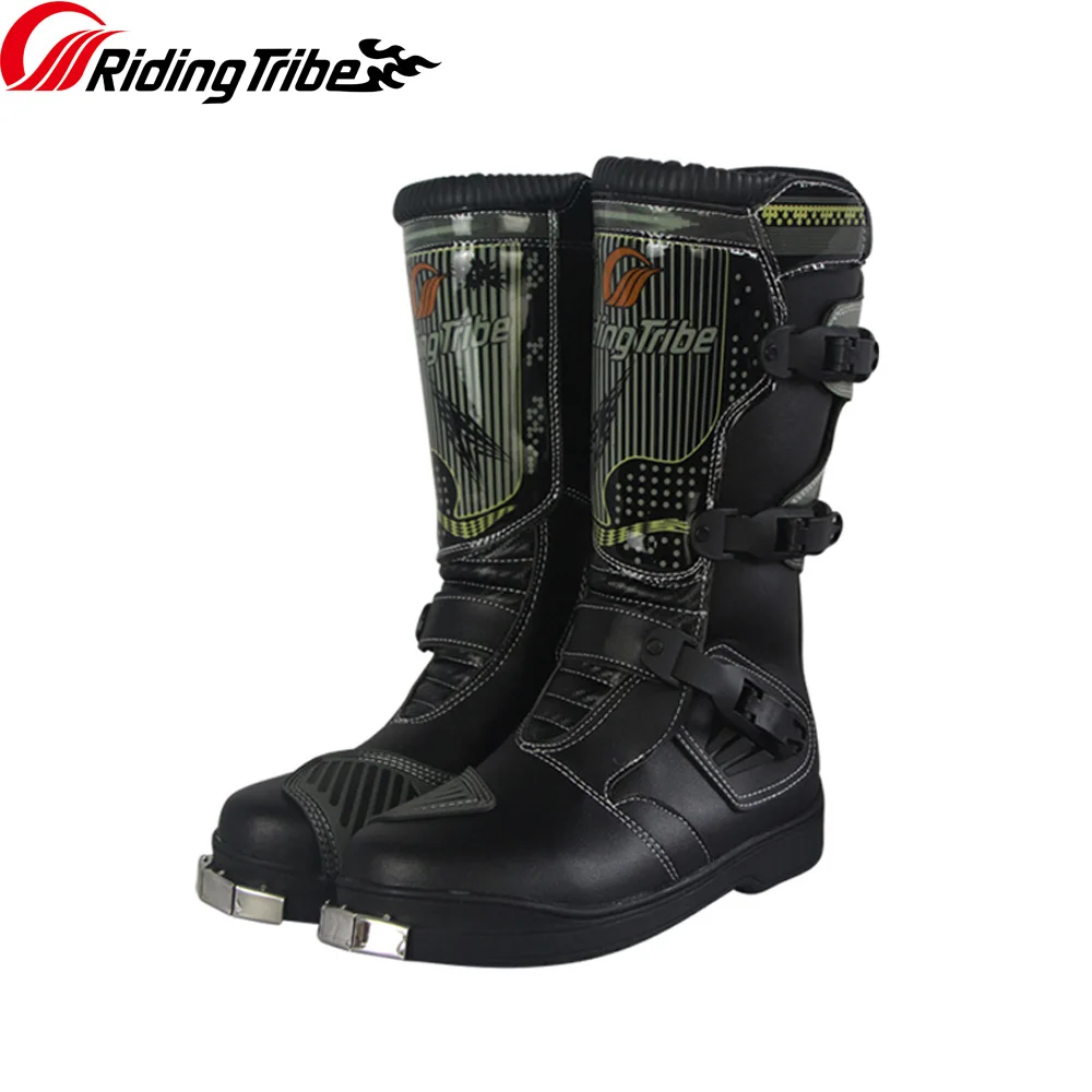 

Riding Tribe Men's Motorcycle Riding Boots Mid-Calf Protective Gears Non-slip Moto Motorbike Race Shoes Adventure Boot B1007