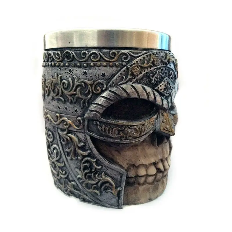 3D кружки Knight Skull в масках двухслойные кофейные из нержавеющей стали с черепами