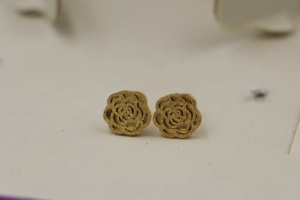 Модные женские серьги гвоздики из нержавеющей стали с цветком камелии цвета