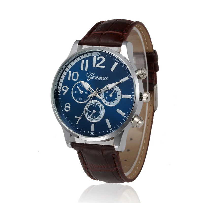 Brown Blue Топ люксовый бренд креативные спортивные кварцевые часы мужские кожаные спортивные наручные часы мужские военные часы часы Relogio Masculino - Цвет: Brown Blue
