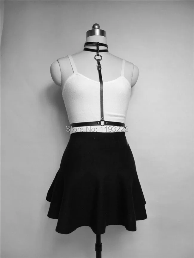 Женский ошейник из натуральной кожи двухрядный ручной работы в стиле Харадзюку