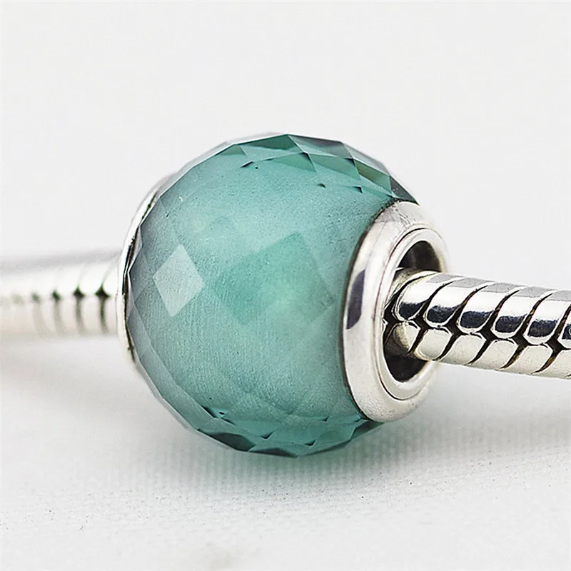 925 Sterling Silver Bead Petite Facets Green Crystal Charm Fit Original Pandora Bracelet Women Gift DIY Jewelry Wholesale | Украшения и