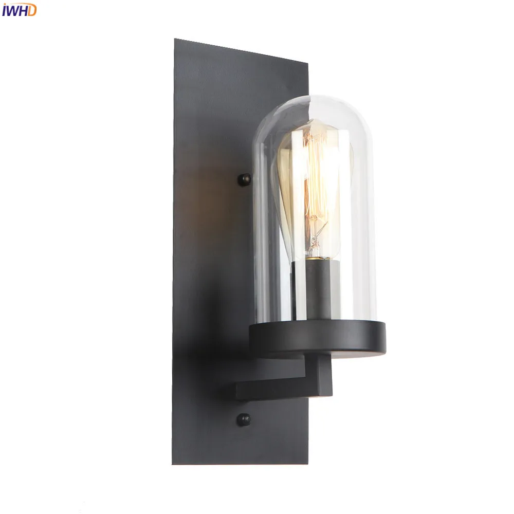 

IWHD Loft Industrial Decor LED Wall Lights Bathroom Mirror Stair Vintage Glass Wall Lamp Sconce Edison Wandlamp Applique Murale