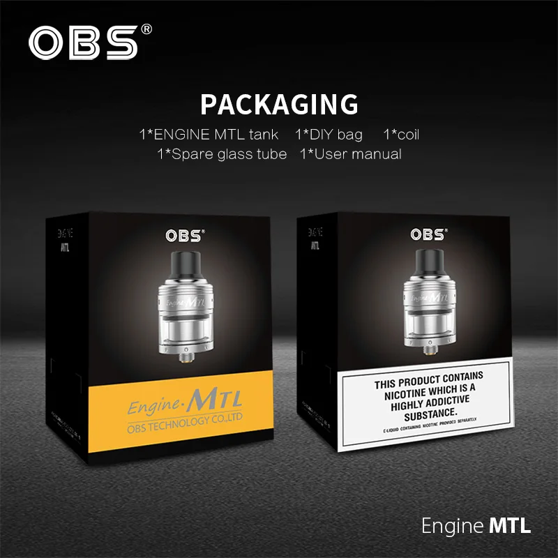 Оригинальный OBS RTA двигатель MTL с 2 мл и 24 мм новый топ воздуха Регулируемый