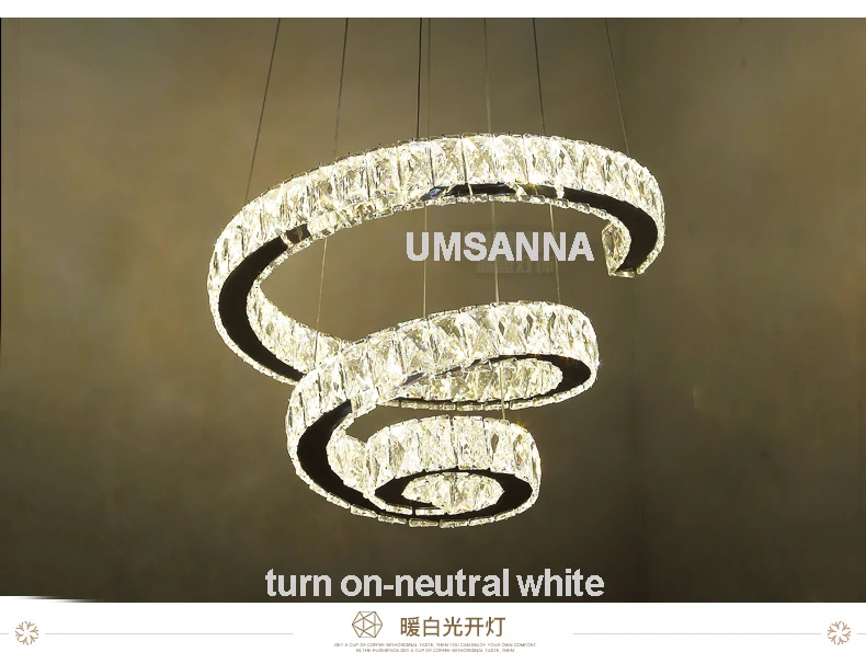 Satin Al LED Dim K9 Kristal Avize Modern Avizeler Işıkları Fikstür Lüks Spiral 3 Renk Değiştirme Asılı Lambaları Ev Aydınlatma