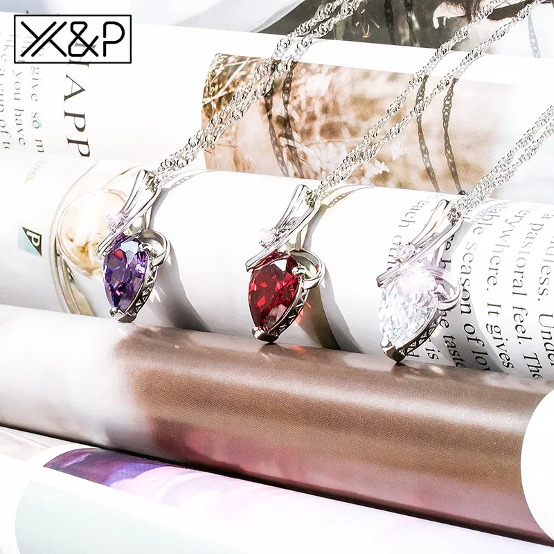 X & P очаровательное разноцветное серебряное ожерелье с подвеской в виде сердца и