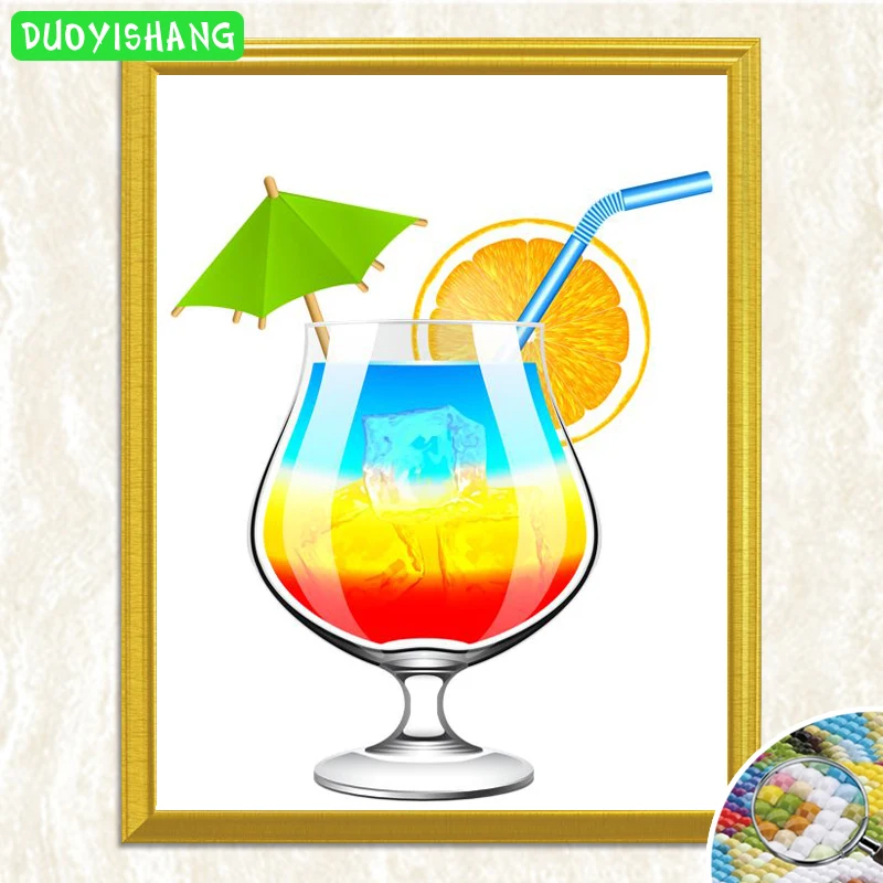 DUOYISHANG 5D DIY Алмазная картина лимонное вино стекло фруктовое мороженое полностью