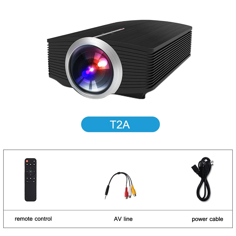 T2A Touyinger T2A проводной зеркальный мини-проектор светодиодный для iPhone Android смартфон YG510 Full HD видео портативный домашний кинотеатр - Цвет: T2A